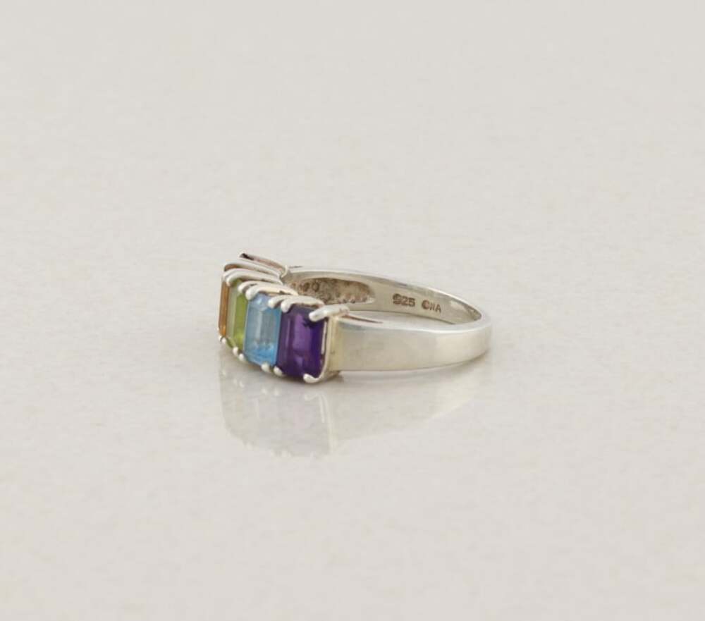 Sterling Silver Multi Gemstone Ring Size 7 - Picture 6 of 7